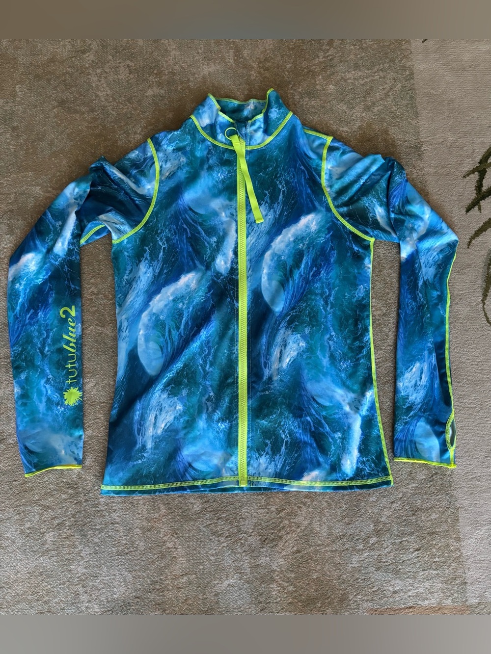 Tutu Blue Women’s XL Ocean Rash Guard Jacket UPF 50+ Full Zip Swim Surf